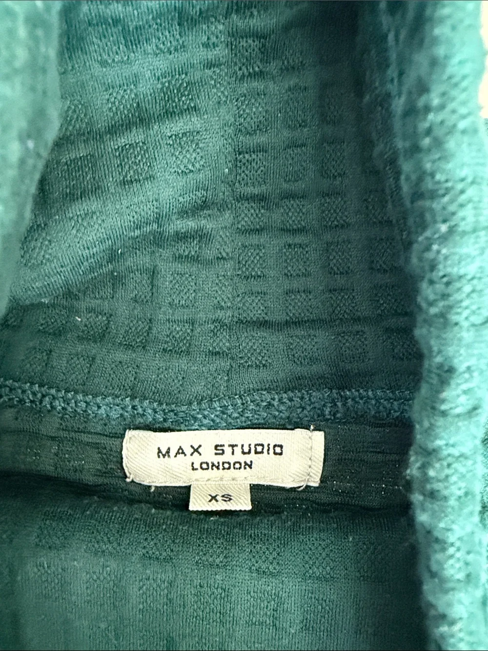 Max Studio Teal Waffle-Knit Hoodie